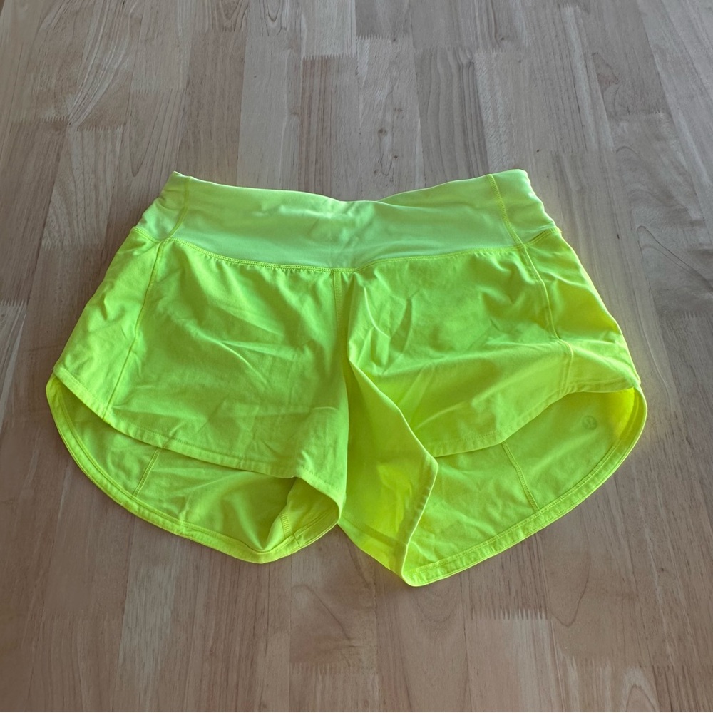 Lululemon Speed Up Shorts in Highlighter Green